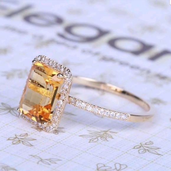 new Women citrine crystal claw ring silver filled - Picture 3 of 4